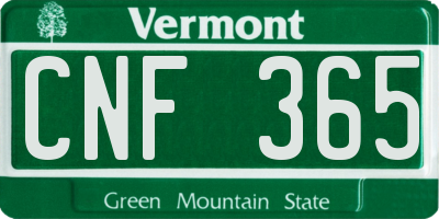 VT license plate CNF365