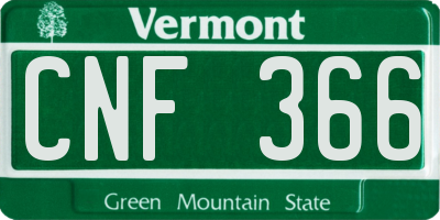 VT license plate CNF366