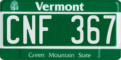 VT license plate CNF367