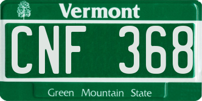 VT license plate CNF368