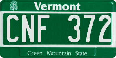 VT license plate CNF372