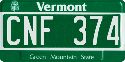 VT license plate CNF374