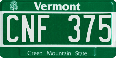 VT license plate CNF375