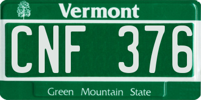 VT license plate CNF376