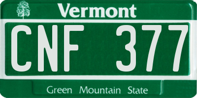 VT license plate CNF377