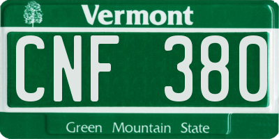 VT license plate CNF380