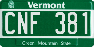 VT license plate CNF381