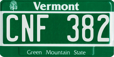 VT license plate CNF382
