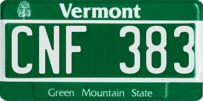 VT license plate CNF383