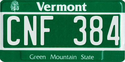 VT license plate CNF384