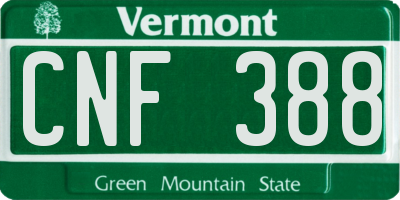 VT license plate CNF388