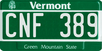 VT license plate CNF389