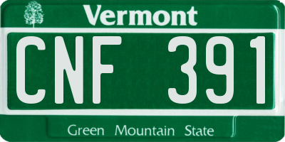 VT license plate CNF391