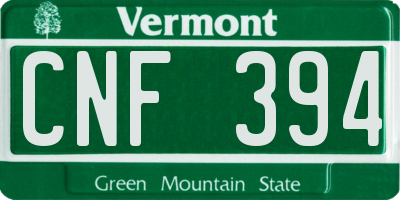 VT license plate CNF394