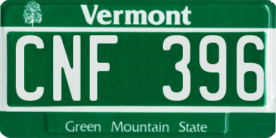 VT license plate CNF396