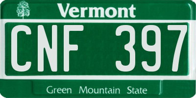 VT license plate CNF397