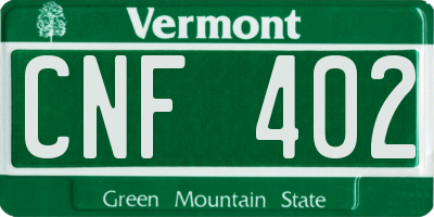 VT license plate CNF402