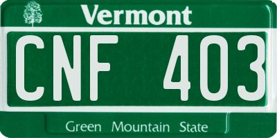 VT license plate CNF403