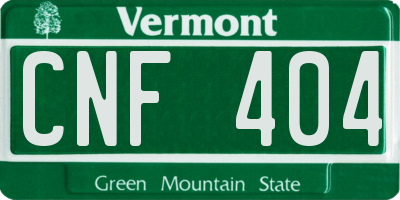 VT license plate CNF404