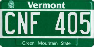 VT license plate CNF405