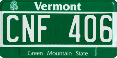 VT license plate CNF406