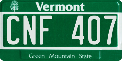 VT license plate CNF407
