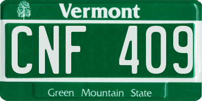 VT license plate CNF409