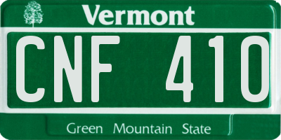 VT license plate CNF410