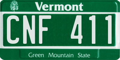 VT license plate CNF411