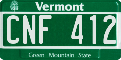 VT license plate CNF412