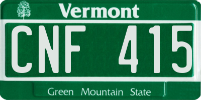 VT license plate CNF415
