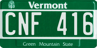 VT license plate CNF416