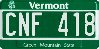 VT license plate CNF418