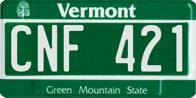 VT license plate CNF421