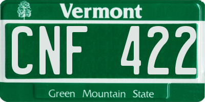 VT license plate CNF422