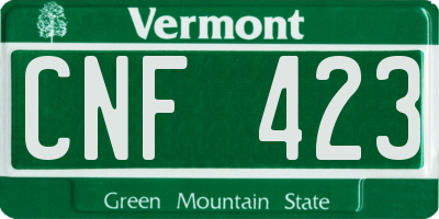 VT license plate CNF423