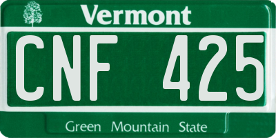 VT license plate CNF425