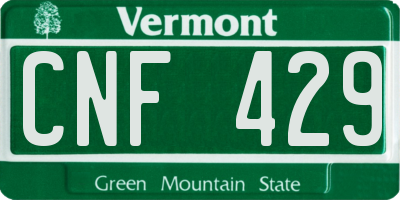 VT license plate CNF429