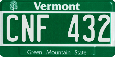 VT license plate CNF432