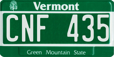 VT license plate CNF435