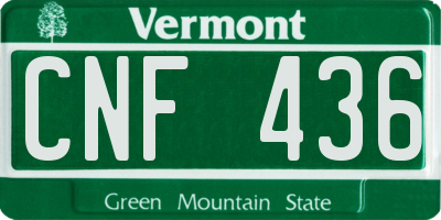 VT license plate CNF436