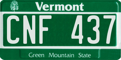VT license plate CNF437
