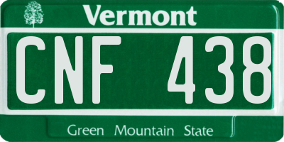 VT license plate CNF438