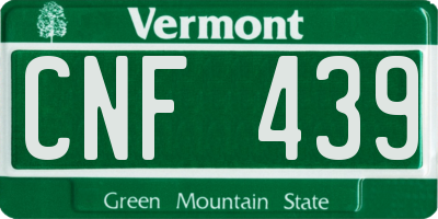 VT license plate CNF439