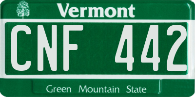 VT license plate CNF442