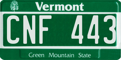 VT license plate CNF443