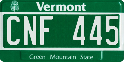 VT license plate CNF445