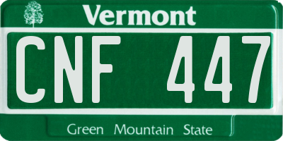 VT license plate CNF447