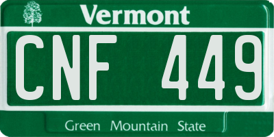 VT license plate CNF449