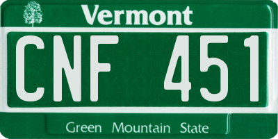 VT license plate CNF451